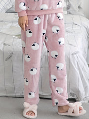 Sheep Print Sleep Bottoms & Fuzzy Pants Women's Loungewear