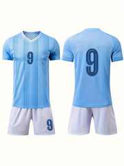 Boy's Striped Soccer Jersey & Moisture-Wicking Shorts Set