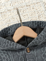 Girls Cable Knit Hooded Sweater Cardigan Button Up Hoodie Coat