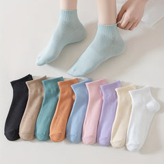 10 Pairs Smiling Print Crew Short Socks Women's Stockings Hosiery