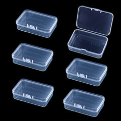 6pcs PP Plastic Transparent Storage Box Rectangular Organizer with Hinged Lid