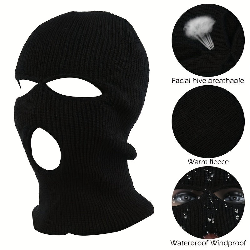 Men's Balaclava Hat Unisex Winter Warm Ski Mask 3 Hole Windproof