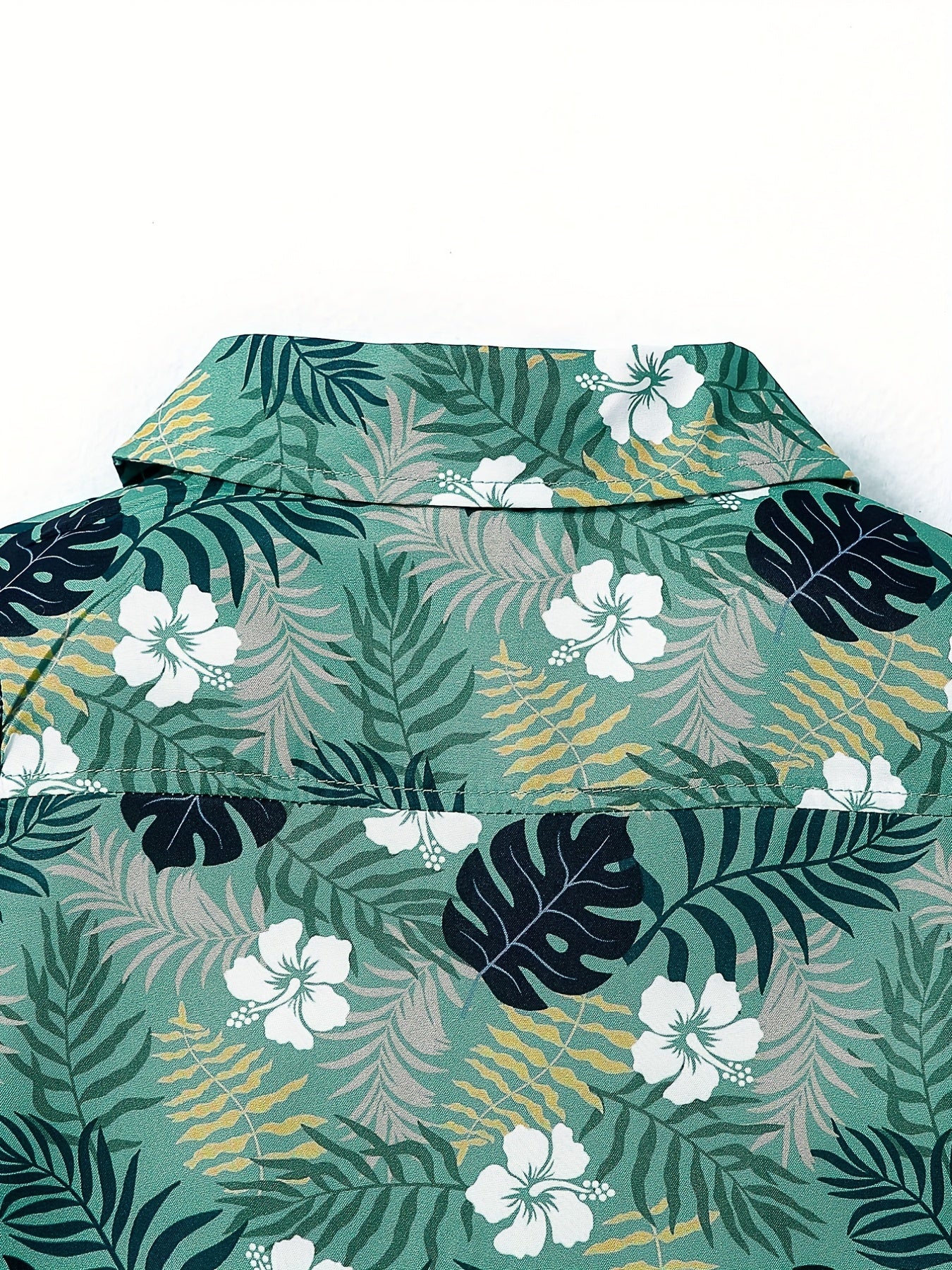 Boys Flower & Leaf Shirt Tops Short Sleeve Button Down Casual Summer