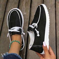 Women's Lace Up Loafer Shoes Round Toe Slip On Sneakers