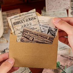 Vintage English Letters Newspaper Washi Stickers Pack - 24 Sheets