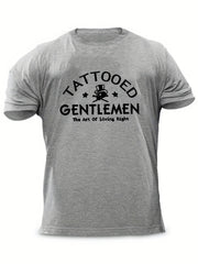 Tattooed Gentlemen Men's Letter Print T shirt Casual Crew Neck Tee