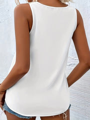 Guipure Lace V neck Tank Top Sleeveless Summer Casual Wear