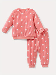 Baby Dotted Print Sweatshirt Pants Set Fall Winter Loungewear Set