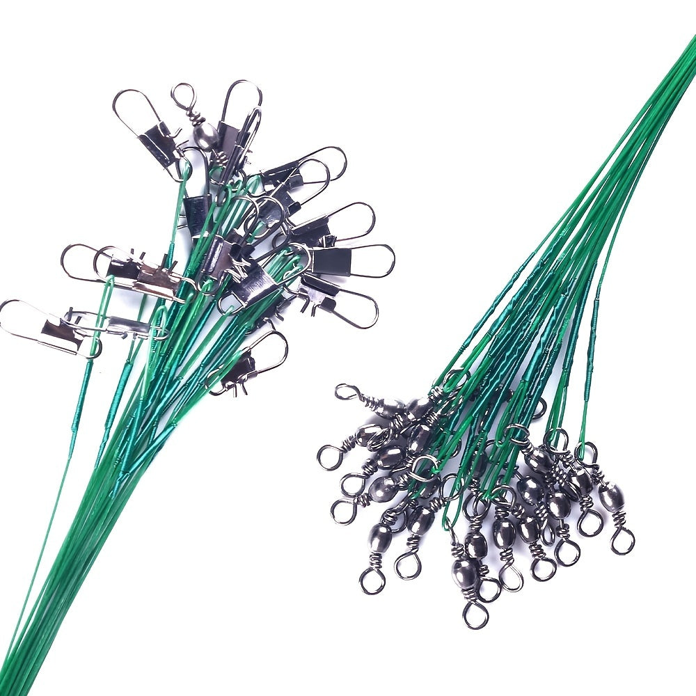 10pcs Steel Fishing Wire with Swivel Rings for Stronger Catches