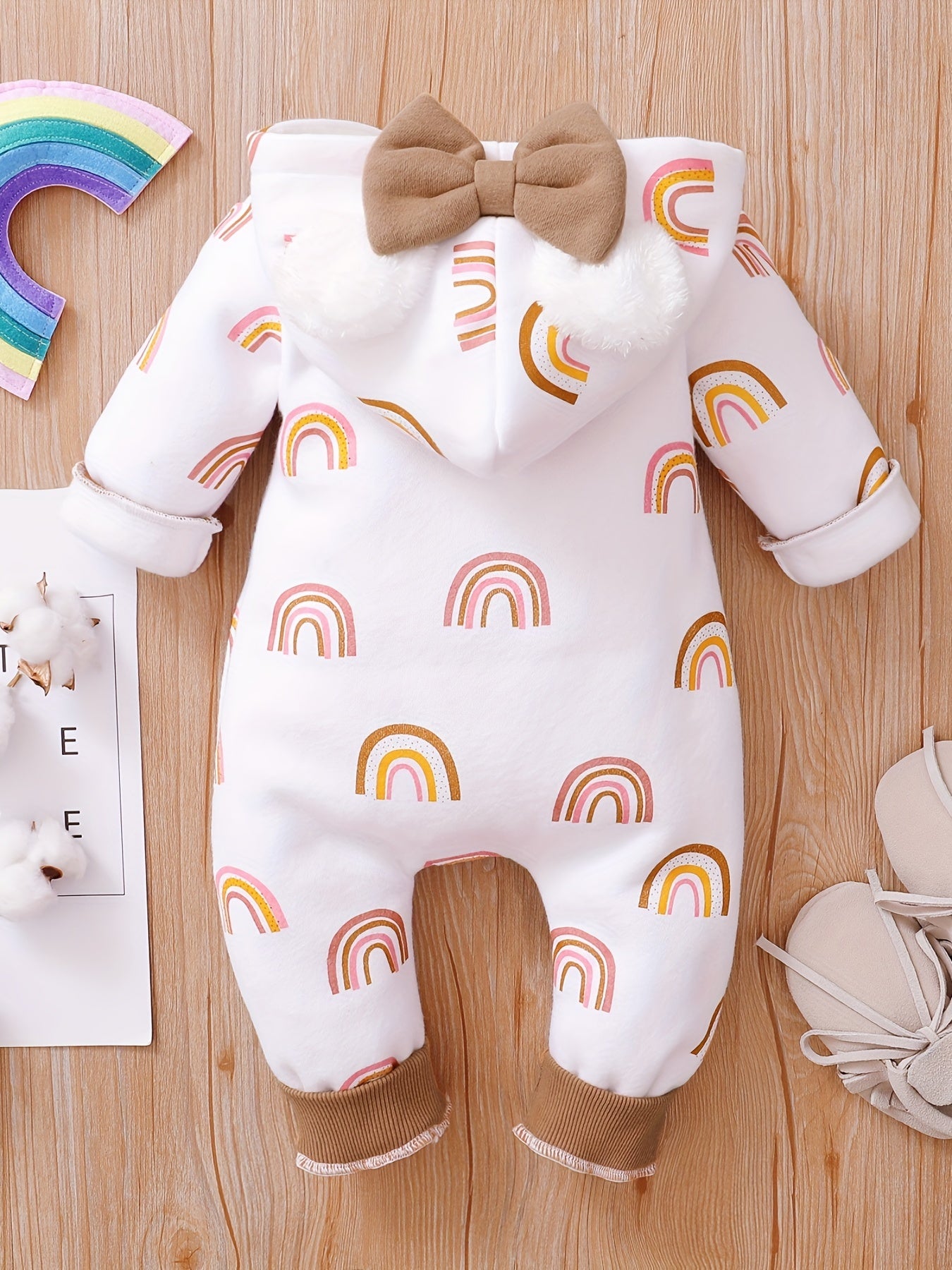 Heart Patterned Baby Jumpsuit for Winter Warmth
