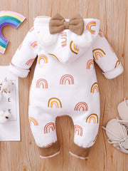 Heart Patterned Baby Jumpsuit for Winter Warmth
