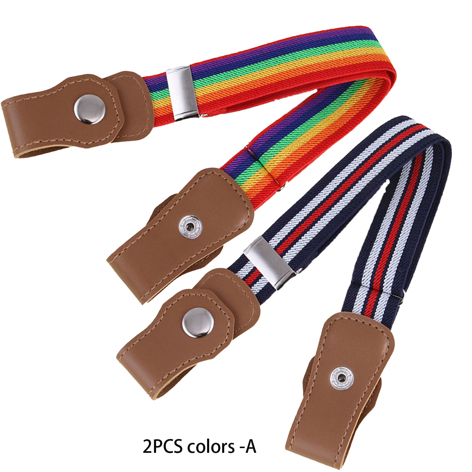 2pcs Kids Adjustable Elastic Belts with Leather Loop