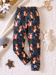 Girls Stylish Stretch Leggings with Cow Leopard Houndstooth Print