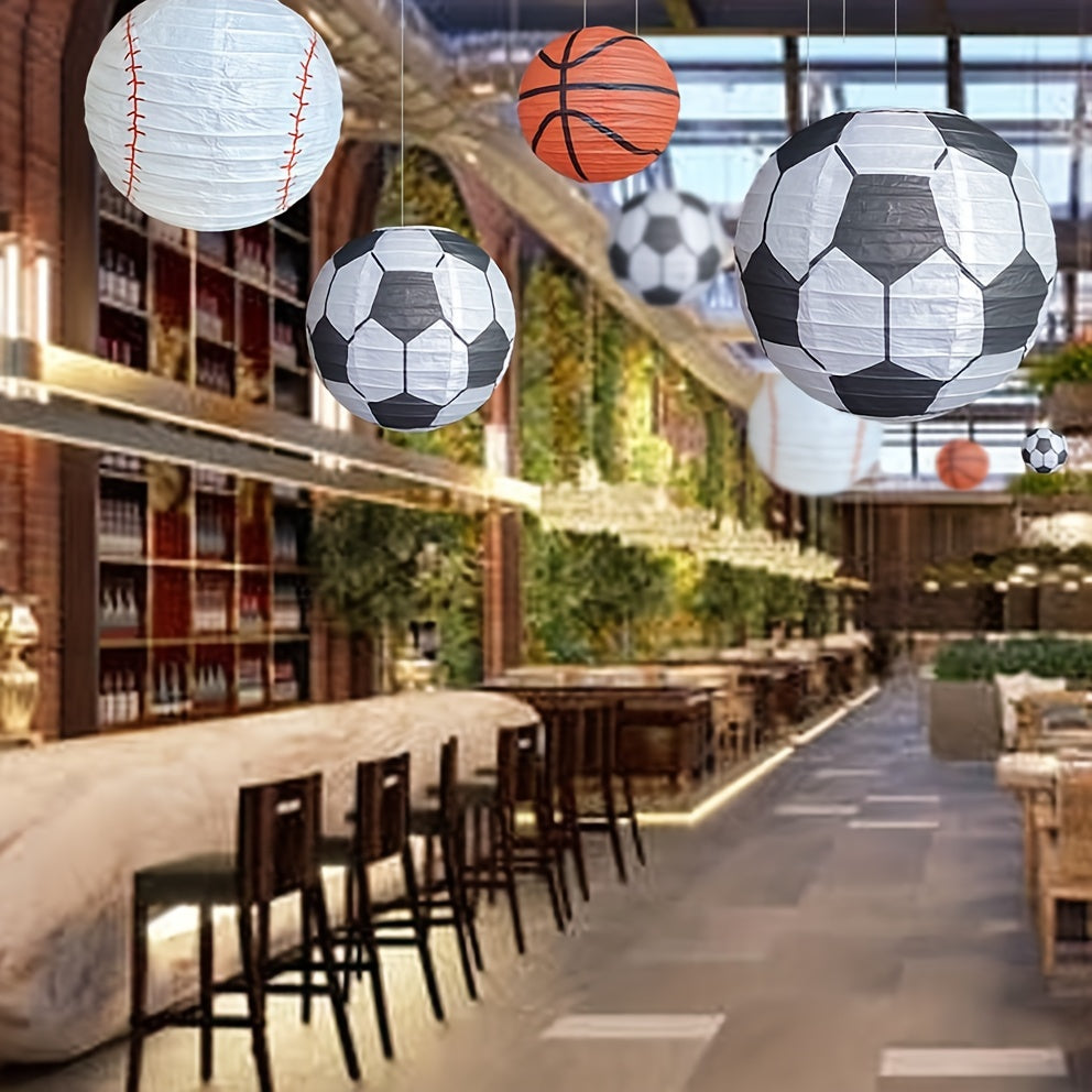 3pcs Sports Paper Lanterns Baseball Football Party Decoration Set