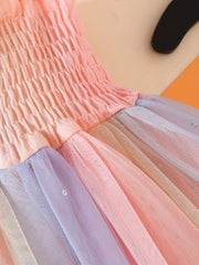 Baby Girls Rainbow Sleeveless Mesh Dress Clothes