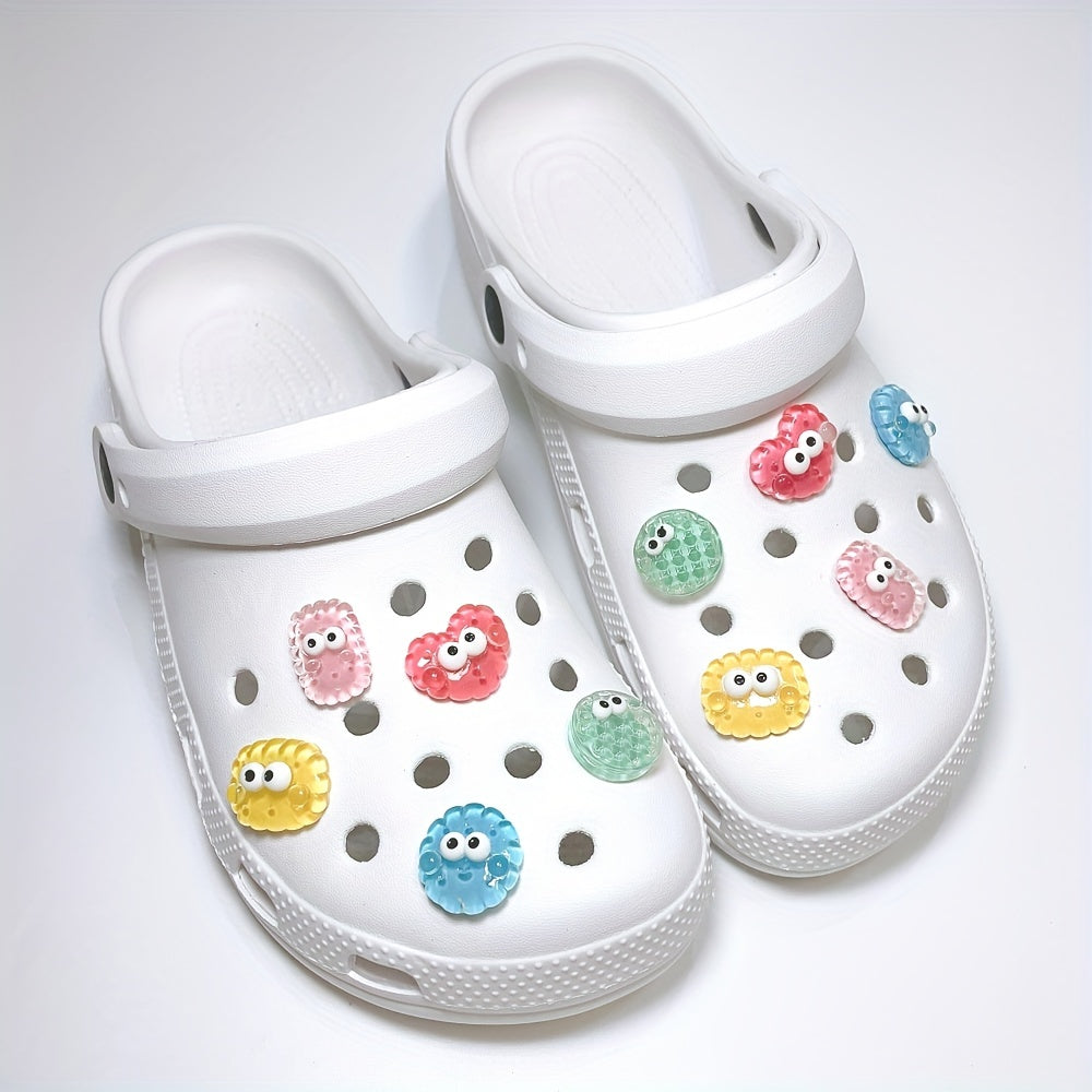 10pcs 3D Shoe Charms Eyes Biscuit Sandals Decoration