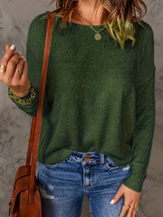 Solid Long Sleeve Round Neck Sweater Women's Casual Jumper