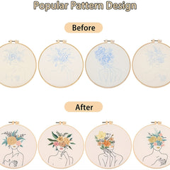 Floral Cross Stitch Kit for Beginners with Instructions