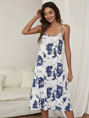 Nightdress Crew Neck Backless Sleep Dress Women's Sleepwear