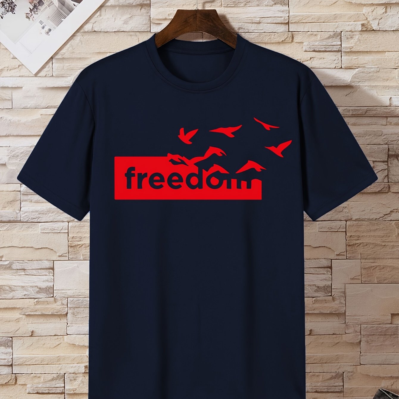 Eagle Freedom Print Men's Slim Fit T Shirt Top For Spring Summer Holiday