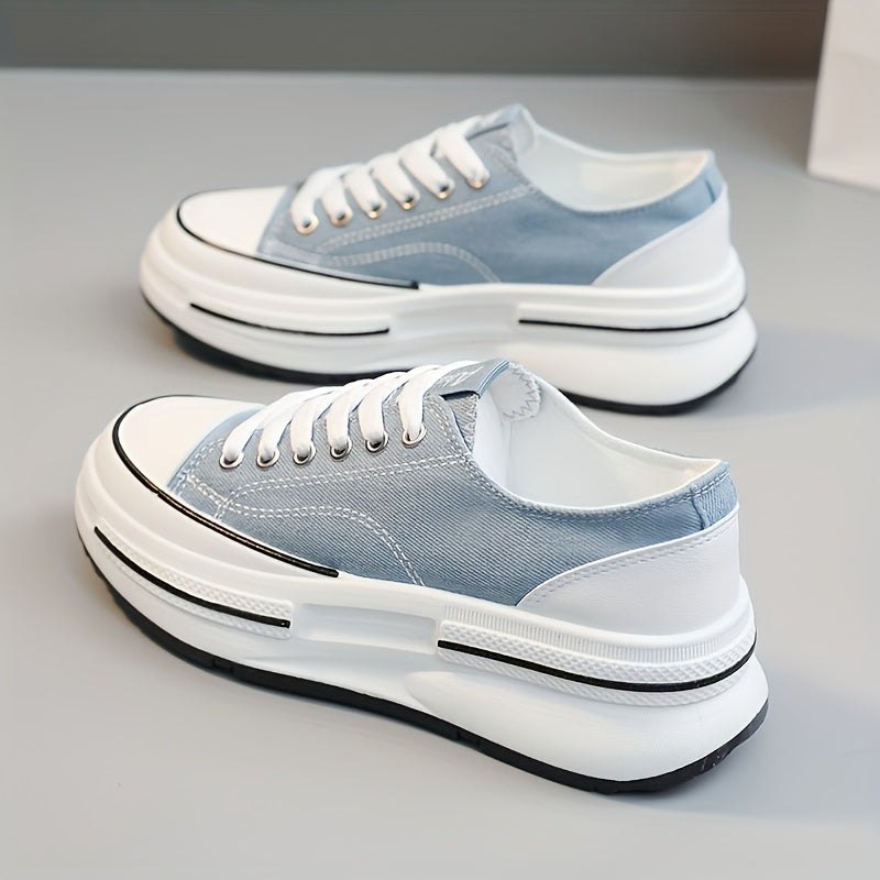 Women's Platform Canvas Shoes Casual Lace Up Outdoor Shoes
