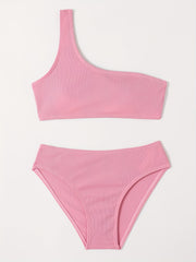 Girls One Shoulder Bikini Tankini Set Kids Summer Beach Bathing Suits