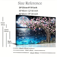 Pink Magnolia Tree Wall Art Moon Canvas 8-96cm