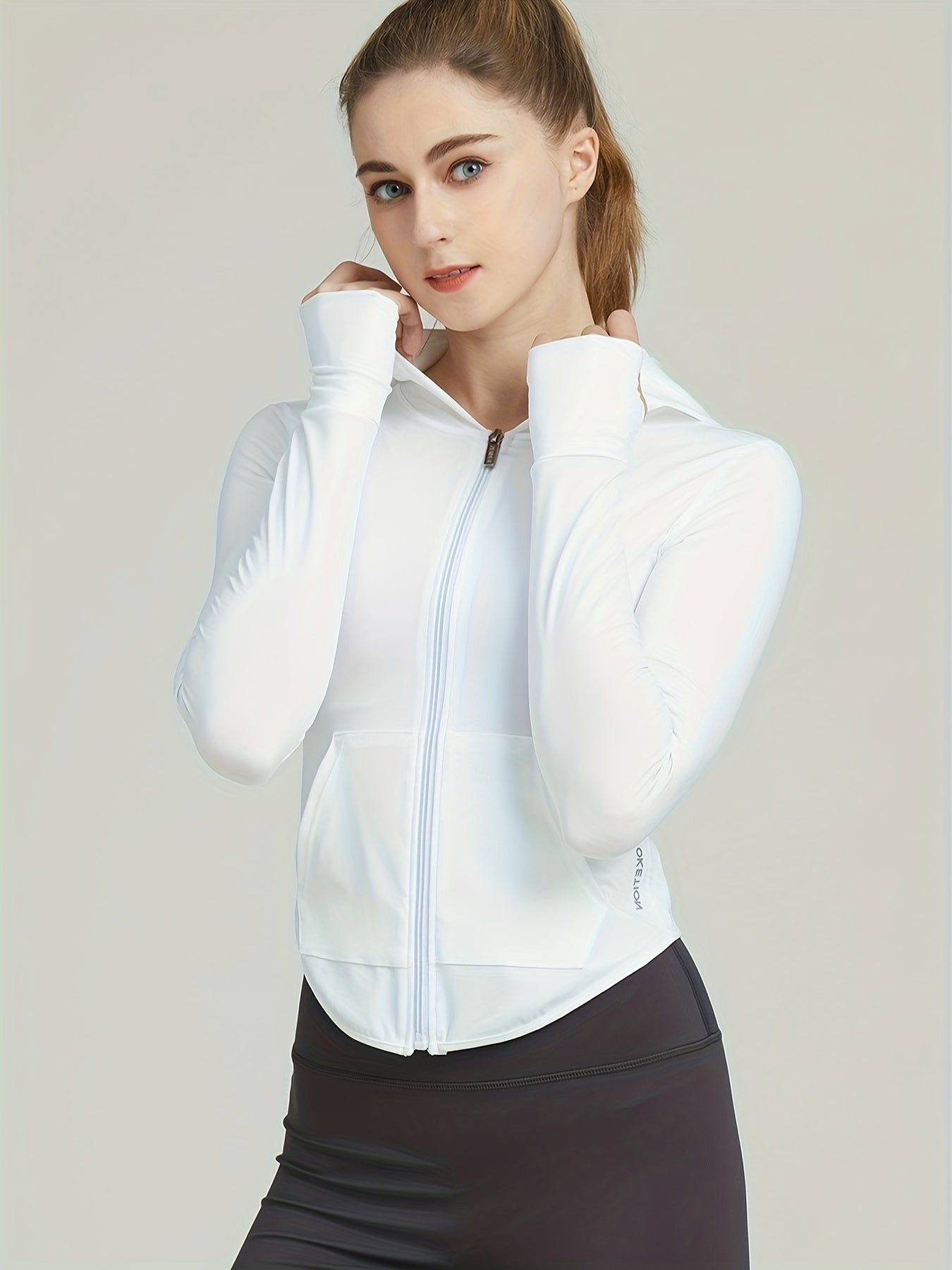 Comfy Yoga Jacket Full Zipper Long Sleeves Front Pockets Sports Coat