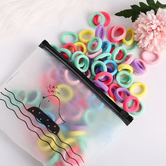 100 200pcs Mix Hair Elastics Ties Thick Stretchy Rubber Band Ponytail Holder