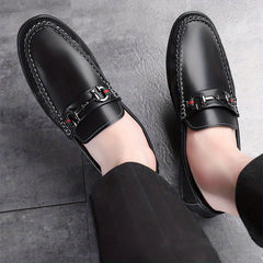 Men's Casual PU Leather Boat Shoes Lightweight Slip On Dress Shoes
