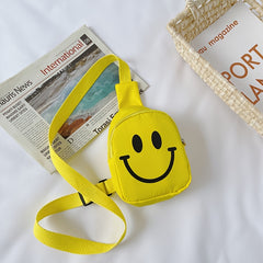 Happy Face Pattern Crossbody Bag Girls Large Capacity Chest Bag