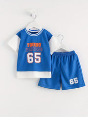 Boys Casual Outfit Round Neck T shirt & Shorts Set, Size 65