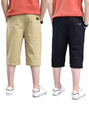 Boys Elastic Waist Cropped Cargo Pants with Pocket