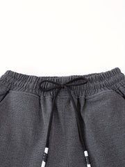 Boys Casual Solid Cargo Pants Elastic Waist Jogger Pants