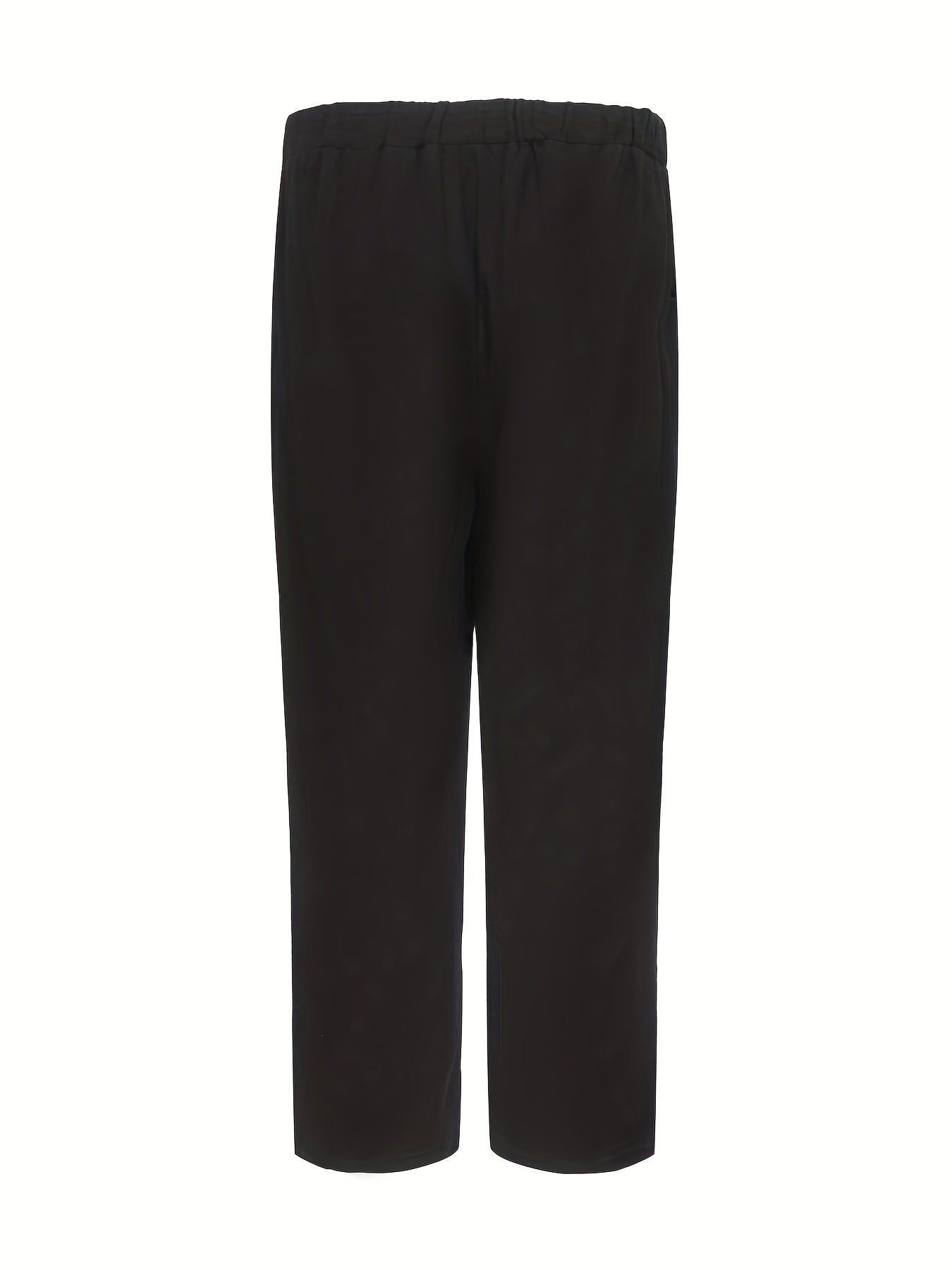 Minimalist Wide Leg Pant Solid Color Casual Elastic Waist