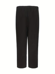 Minimalist Wide Leg Pant Solid Color Casual Elastic Waist