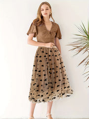 Polka Dot High Waist Skirts Solid Versatile Skirts