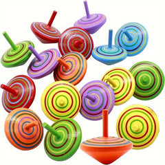 Colorful Wooden Spinning Top Safe Non-toxic Wooden Toy