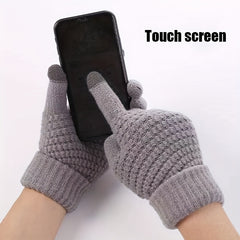 4pcs Men's Winter Knitted Touch Screen Gloves Coldproof Cycling Gloves