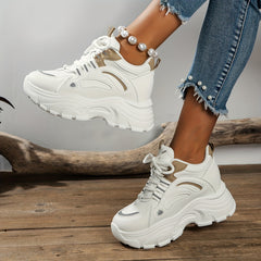 Women's Chunky Sneakers Low Top Lace Up Platform Shoes