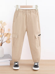 Boys Cotton Cargo Pants Loose Fit Casual Kids Clothes