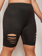 Solid Cut Out High Rise High Stretch Shorts