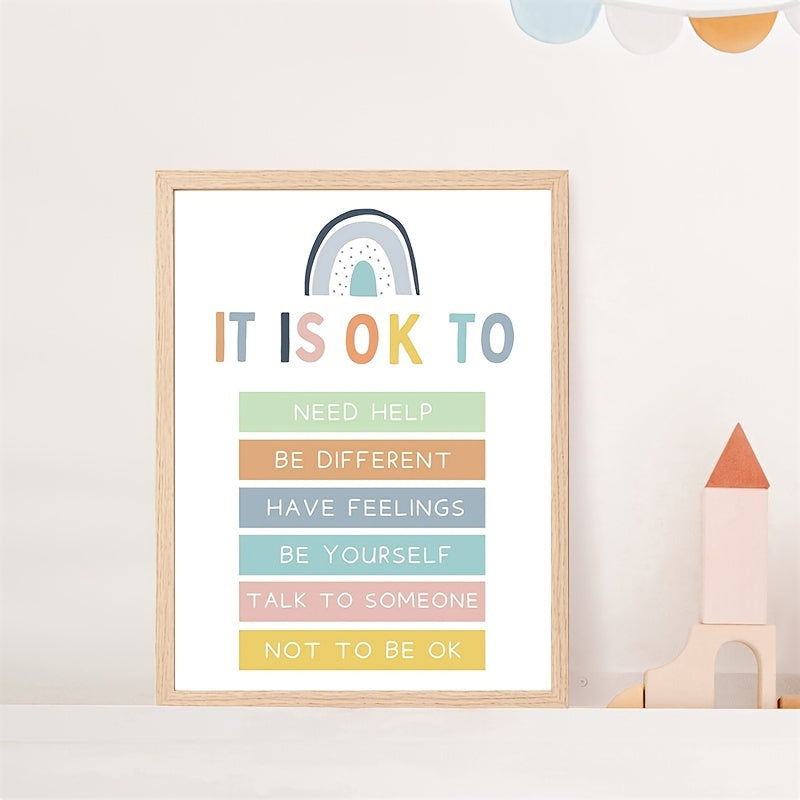 Boho Rainbow Wall Decor Self Esteem Affirmation Poster