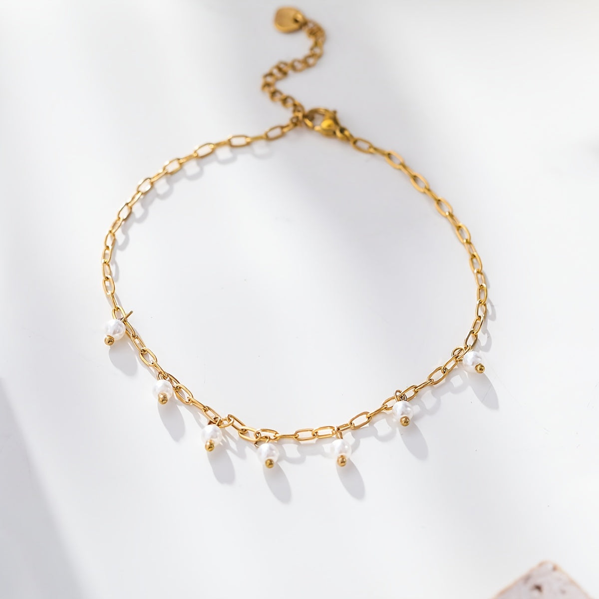 Girl's Rice Faux Pearl Chain Anklet