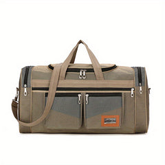 Large Capacity Duffel Bag with Double Zipper and Adjustable Shoulder Straps