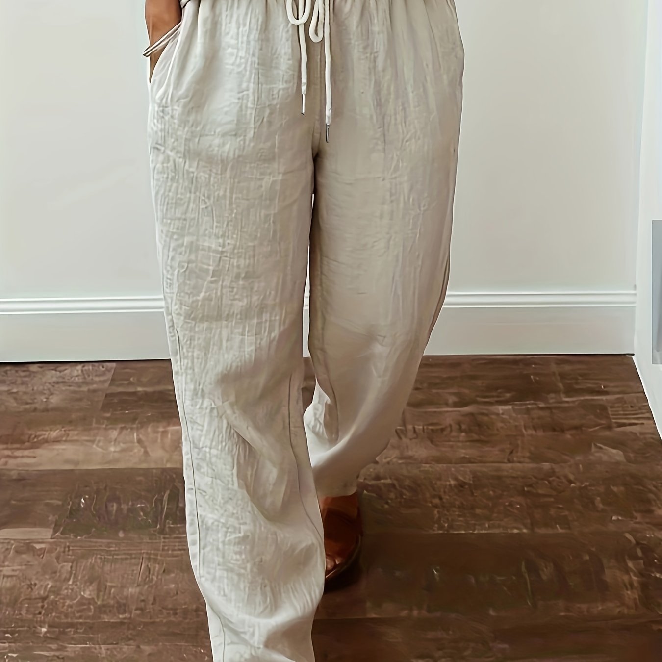 Minimalist Drawstring Wide Leg Pants Women