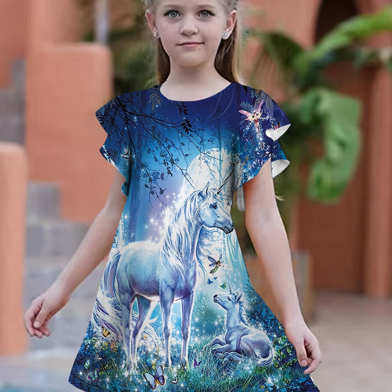 Summer Girls 3D Print Fancy Dresses Kids Party Princess Dress