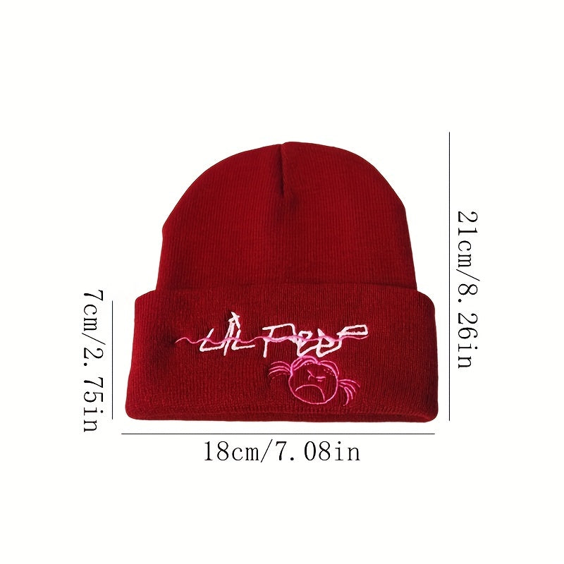 Stylish Letter Cartoon Embroidered Knitted Hat for Winter