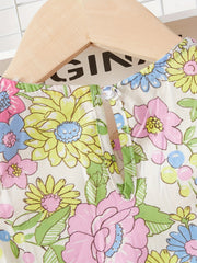 Girls' Spring Floral Flutter Sleeve Casual Dress - Party Vacation Dress