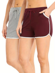 2 Pack Plus Size Sports Shorts Set Medium Stretch Bik